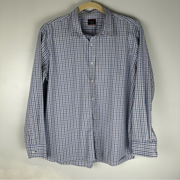 UNTUCKIT Wrinkle-Free Durif Button Down Shirt, Size XXL, Blue Navy & White Check - Picture 1 of 7